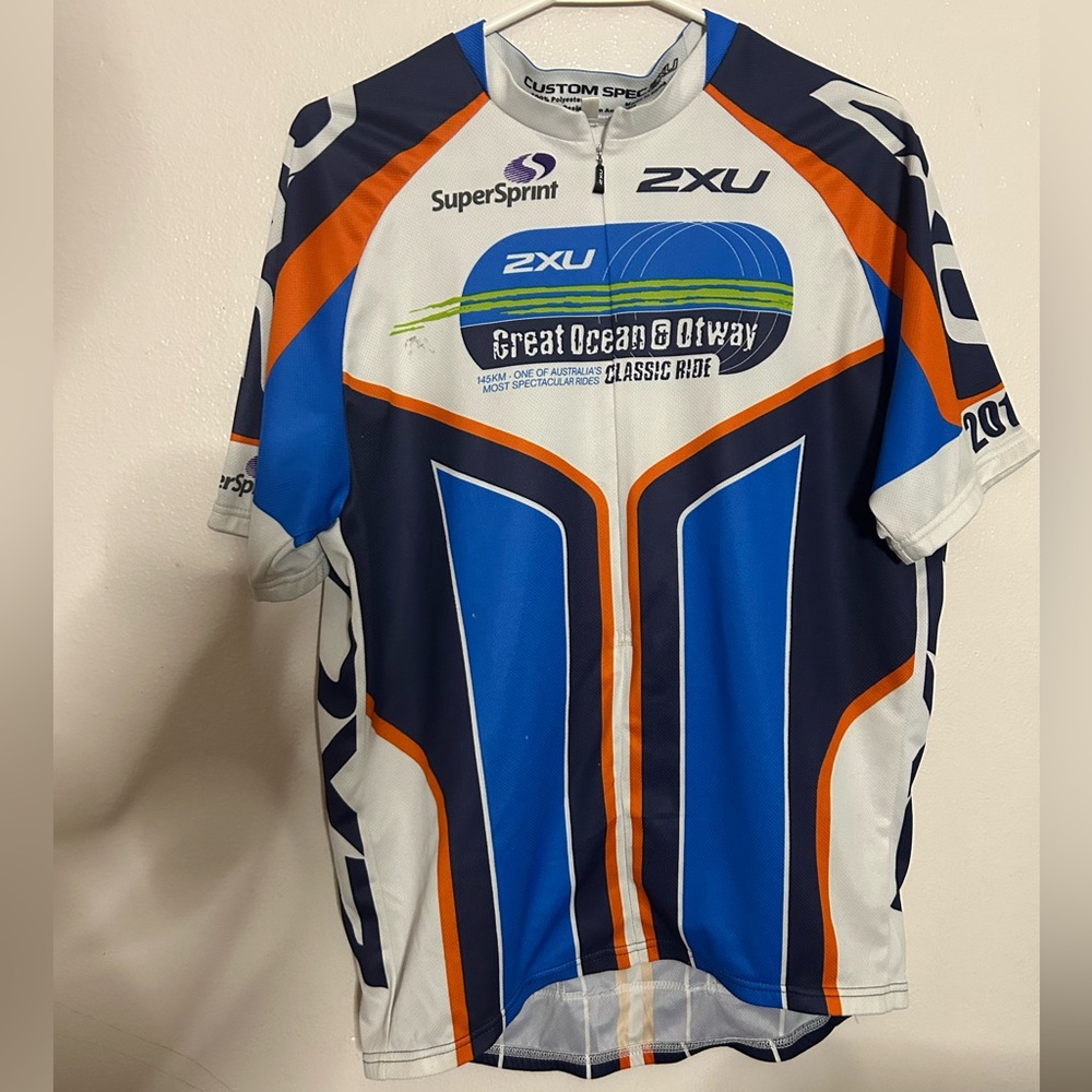 2XU Blue and Orange Men Sport/ Rider Jersey XL Polyester